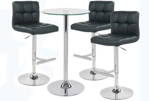 Allegro Black Faux Leather Bar Stools, Glass Table With Bar Stools